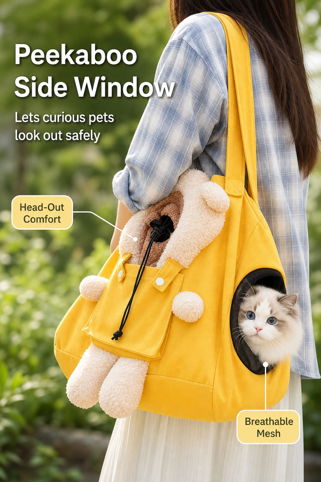 Hands-Free Pet Sling Carrier Bag for Cats & Small Dogs
